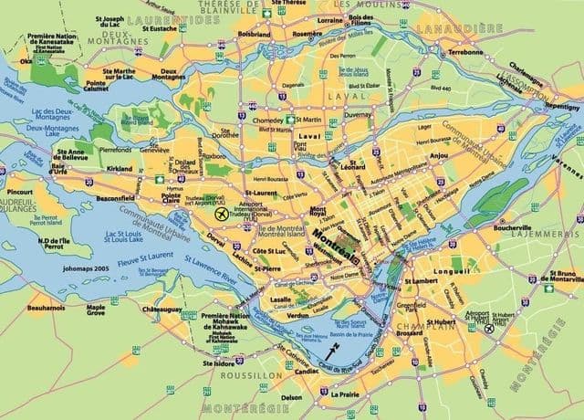Mapa lotnisk Montreal
