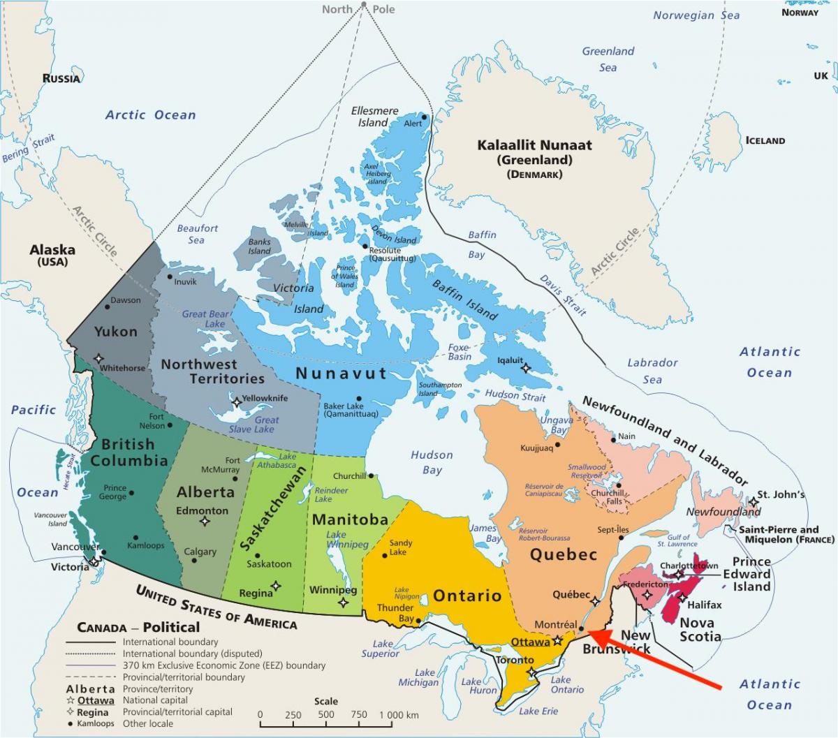 Montreal w Quebec - Kanada - mapa